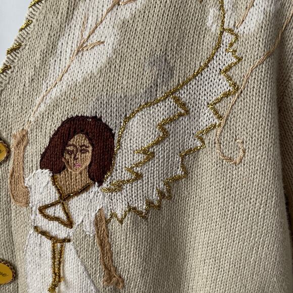 VINTAGE 90s Storybook Knits Heavenly Angels Ugly Christmas Sweater Size Small - Picture 3 of 8
